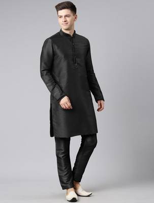 Black pleated jacket kurta set 3