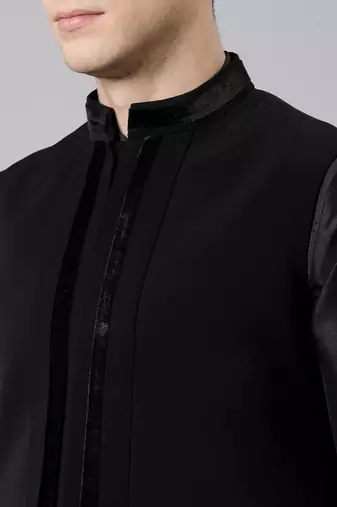 Black pleated jacket kurta set