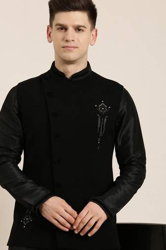 Black jacket kurta set