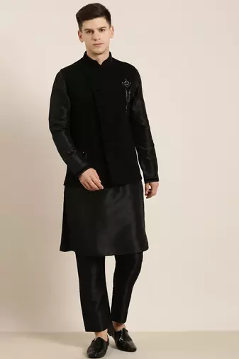 Black jacket kurta set