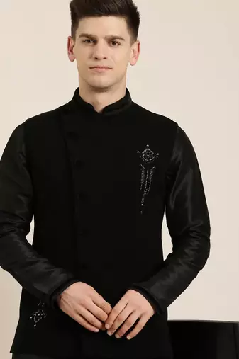 Black jacket kurta set