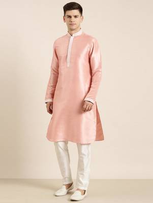 Peach embroiderd jacket kurta set 3
