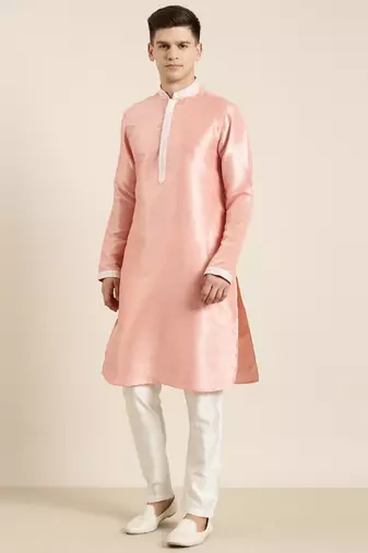 Peach embroiderd jacket kurta set