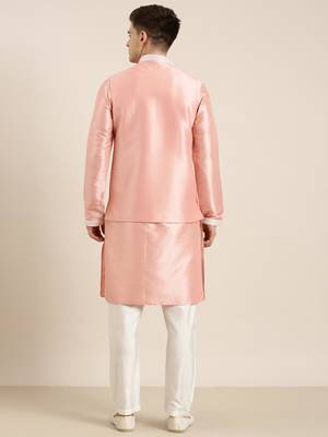 Peach embroiderd jacket kurta set 5