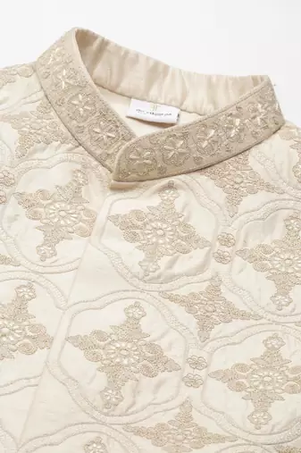 Beige dori embroidery jacket kurta set