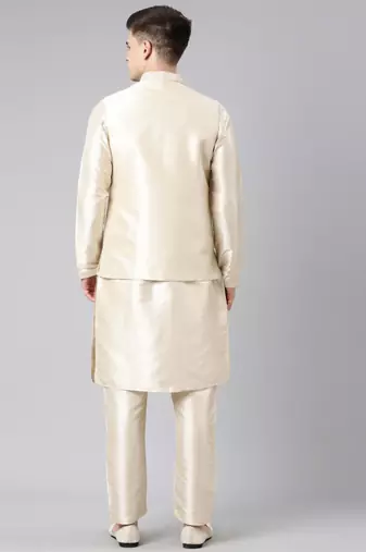 Beige dori embroidery jacket kurta set