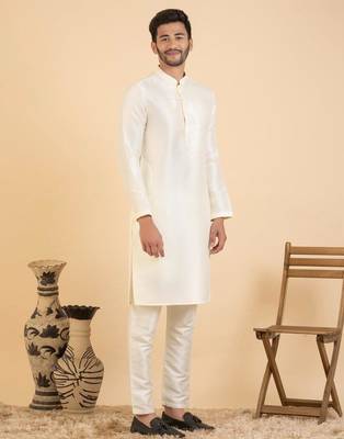 Cream chikankari jacket kurta set 1