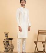 Cream chikankari jacket kurta set