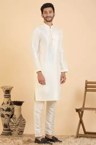 Cream chikankari jacket kurta set