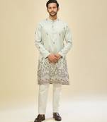 Blue embroidered crepe kurta pajama