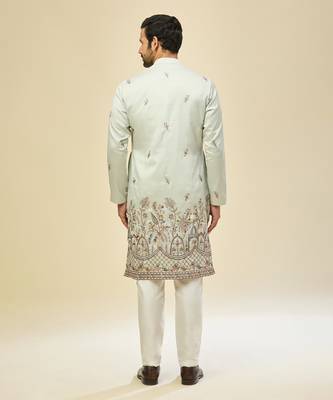 Blue embroidered crepe kurta pajama 2