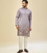 Purple embroidered crepe kurta pajama