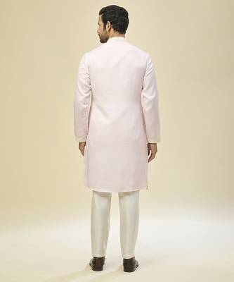 Pink embroidered silk kurta pajama 5