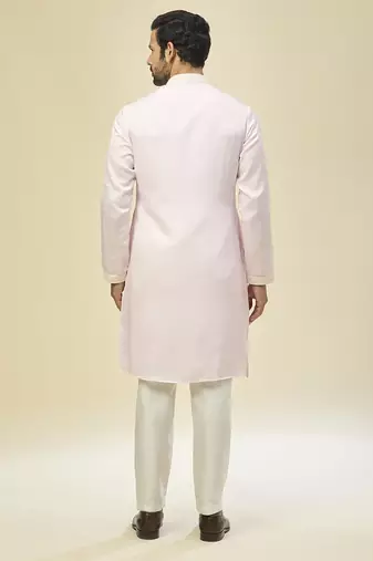 Pink embroidered silk kurta pajama