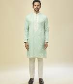 Blue embroidered silk kurta pajama