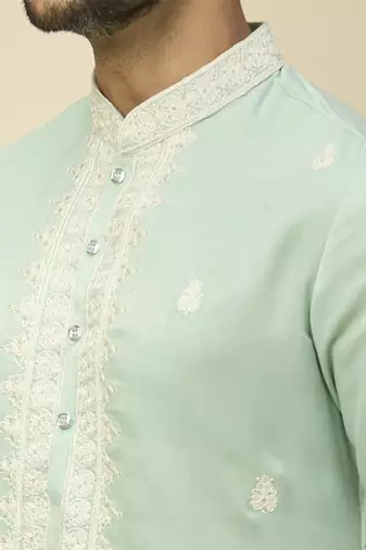 Blue embroidered silk kurta pajama