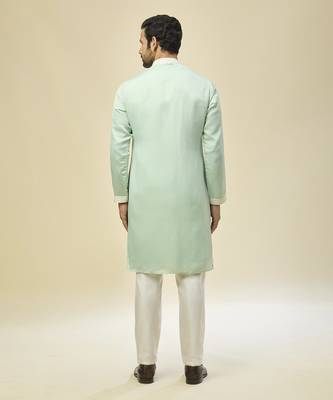 Blue embroidered silk kurta pajama 5
