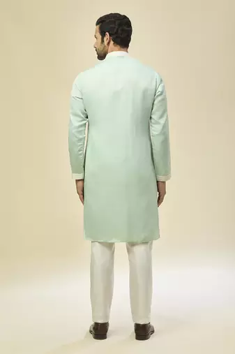 Blue embroidered silk kurta pajama