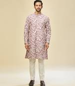 Pink embroidered crepe kurta pajama