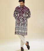 Purple embroidered georgette kurta pajama
