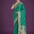 Divine turquoise soft banarasi satin silk saree with blouse piece
