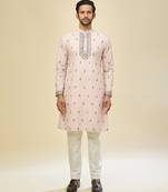 Pink embroidered crepe kurta pajama