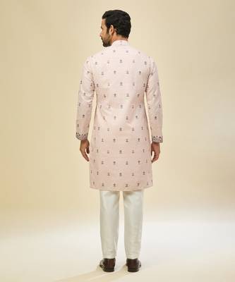 Pink embroidered crepe kurta pajama 4