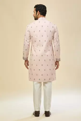 Pink embroidered crepe kurta pajama