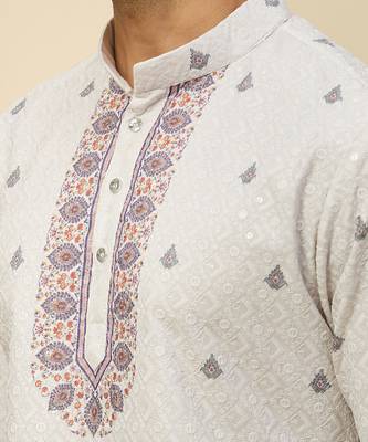 White embroidered crepe kurta pajama 2
