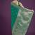 Divine turquoise soft banarasi satin silk saree with blouse piece
