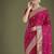 Divine rani pink soft banarasi satin silk saree with blouse piece