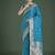 Divine cyan blue soft banarasi satin silk saree with blouse piece