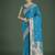 Divine cyan blue soft banarasi satin silk saree with blouse piece