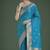 Divine cyan blue soft banarasi satin silk saree with blouse piece