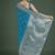 Divine cyan blue soft banarasi satin silk saree with blouse piece