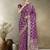 Effervescent purple soft banarasi satin silk saree with elision blouse piece