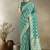 Effervescent turquoise soft banarasi satin silk saree with elision blouse piece
