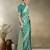 Effervescent turquoise soft banarasi satin silk saree with elision blouse piece