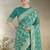 Effervescent turquoise soft banarasi satin silk saree with elision blouse piece