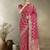 Effervescent bright pink soft banarasi satin silk saree with elision blouse piece