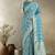Effervescent aqua blue soft banarasi satin silk saree with elision blouse piece