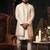 Cream mirror embroidery open jacket kurta set