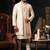Cream mirror embroidery open jacket kurta set