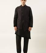 Black purple jacket kurta set