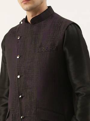 Black purple jacket kurta set 2