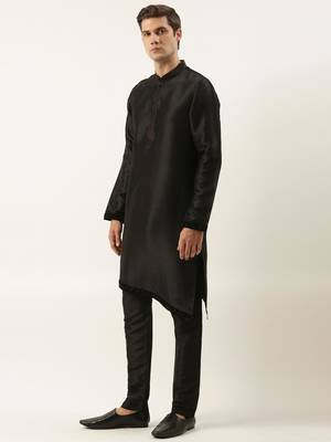 Black purple jacket kurta set 3
