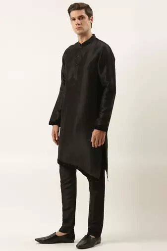 Black purple jacket kurta set