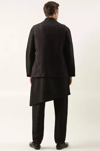Black purple jacket kurta set