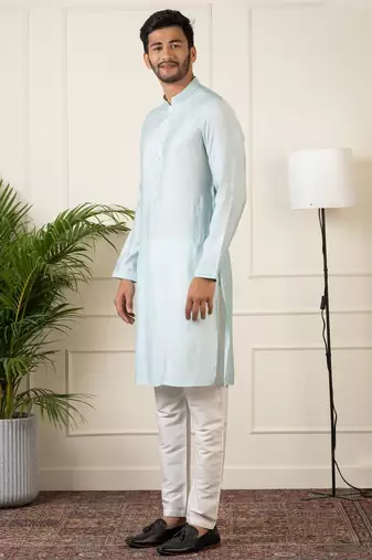 Grey embroidered jacket kurta set