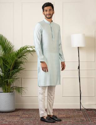 Grey embroidered jacket kurta set 4